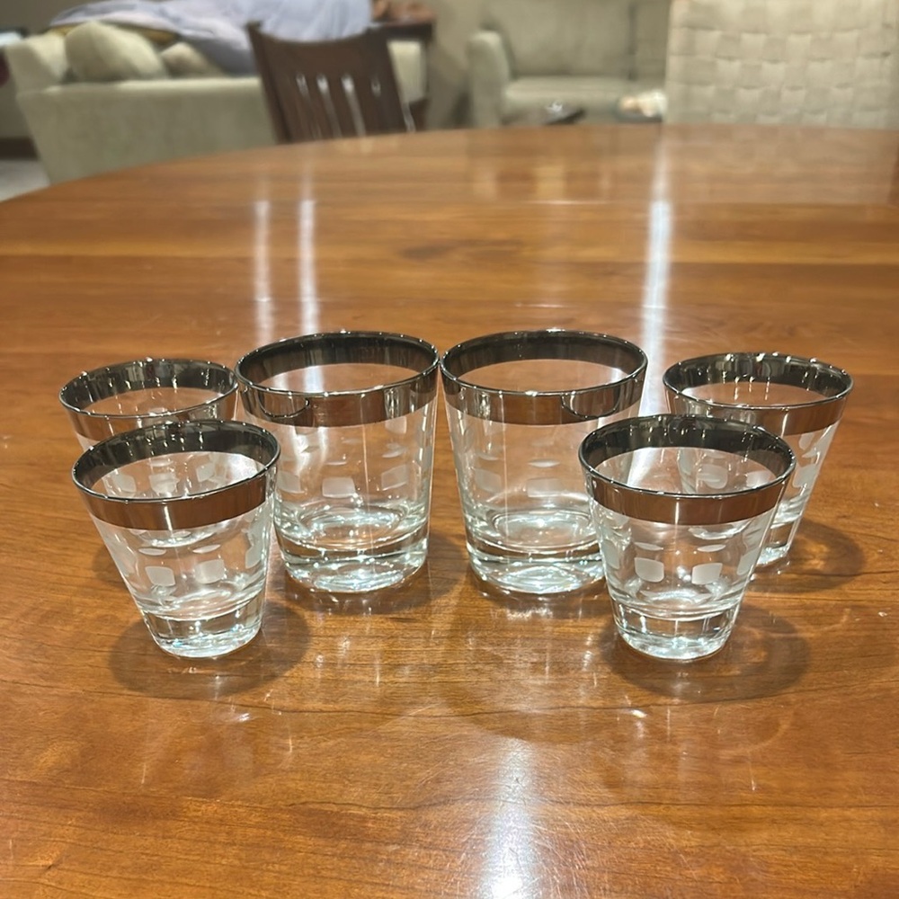Silver Rimmed MCM Cocktail glasses